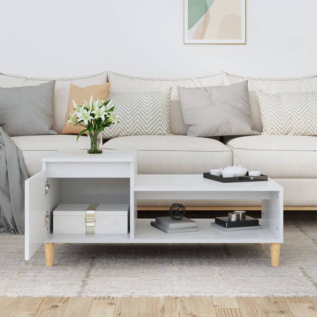 Table basse Blanc brillant 100x50x45 cm Bois d'ingénierie - XIOS