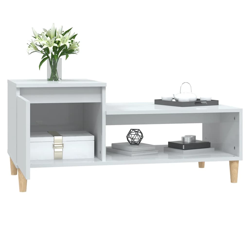 Table basse Blanc brillant 100x50x45 cm Bois d'ingénierie - XIOS