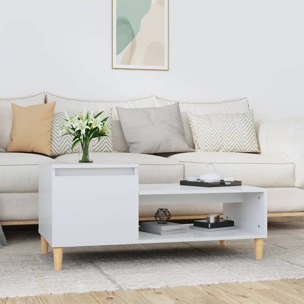 Table basse Blanc brillant 100x50x45 cm Bois d'ingénierie - XIOS