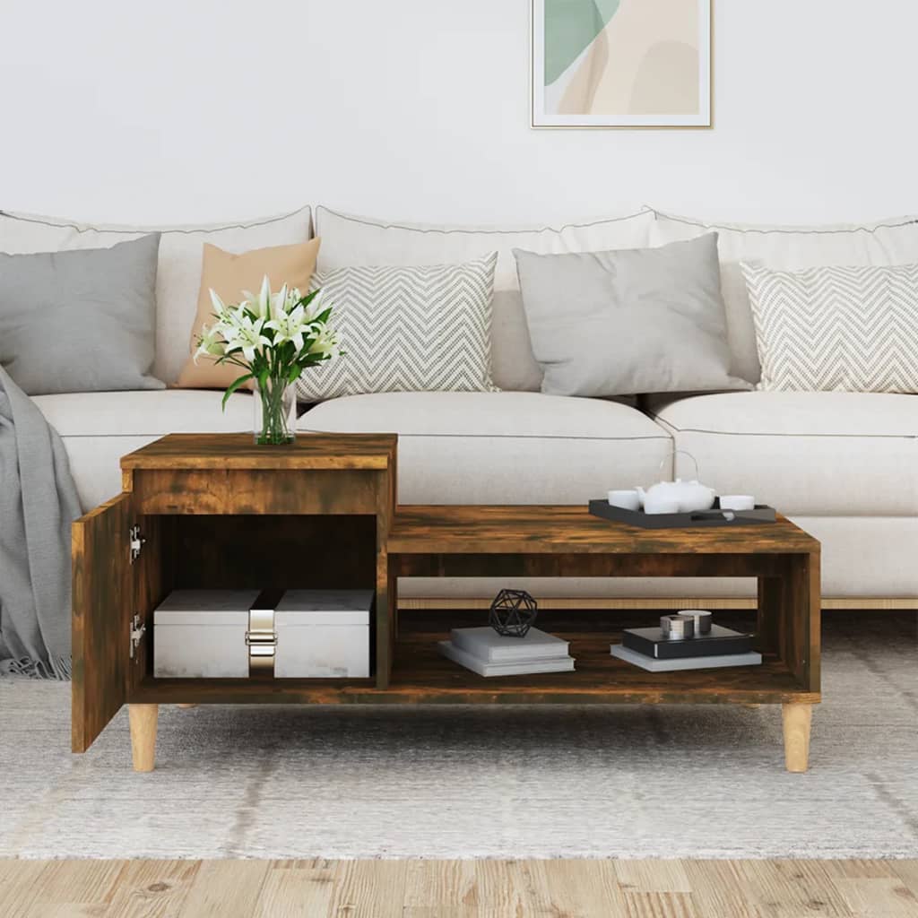 Table basse Chêne fumé 100x50x45 cm Bois d'ingénierie - XIOS