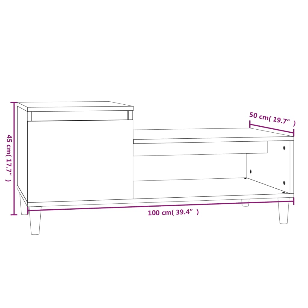 Table basse Chêne marron 100x50x45 cm Bois d'ingénierie Tables basses vidaXL