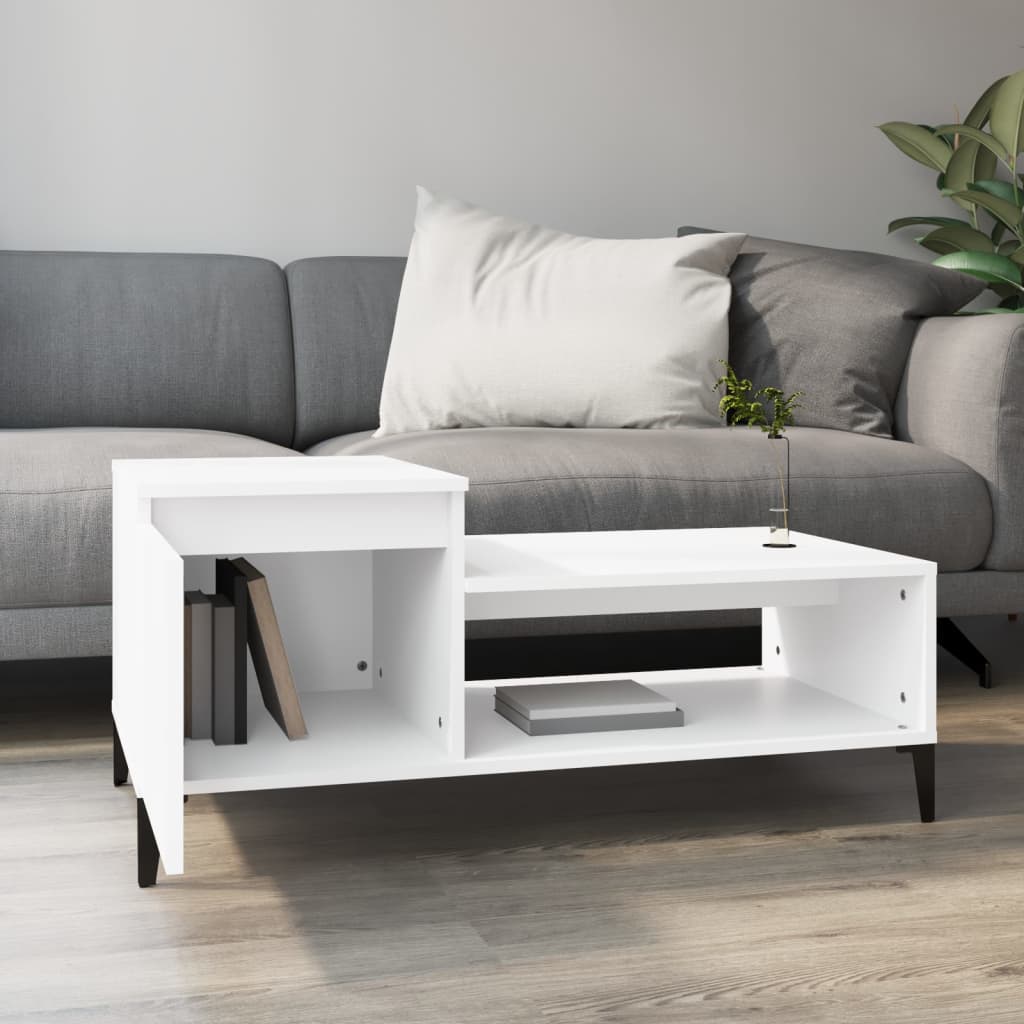 Table basse Blanc 100x50x45 cm Bois d'ingénierie - XIOS