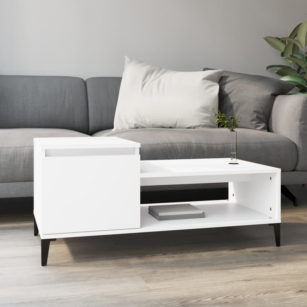 Table basse Blanc 100x50x45 cm Bois d'ingénierie - XIOS