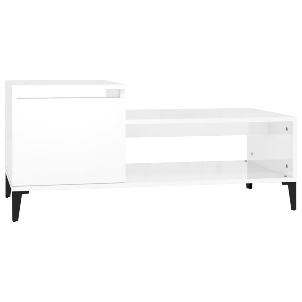 Table basse Blanc brillant 100x50x45 cm Bois d'ingénierie - XIOS