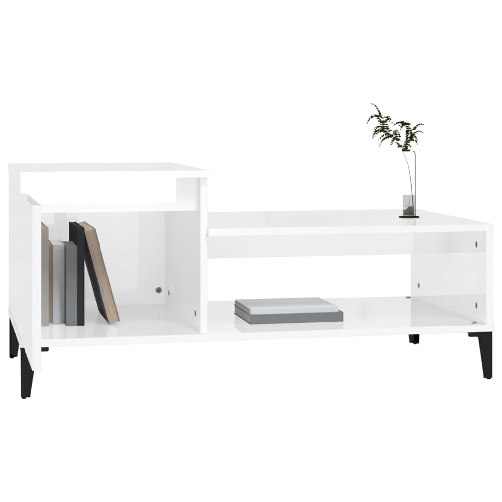 Table basse Blanc brillant 100x50x45 cm Bois d'ingénierie - XIOS