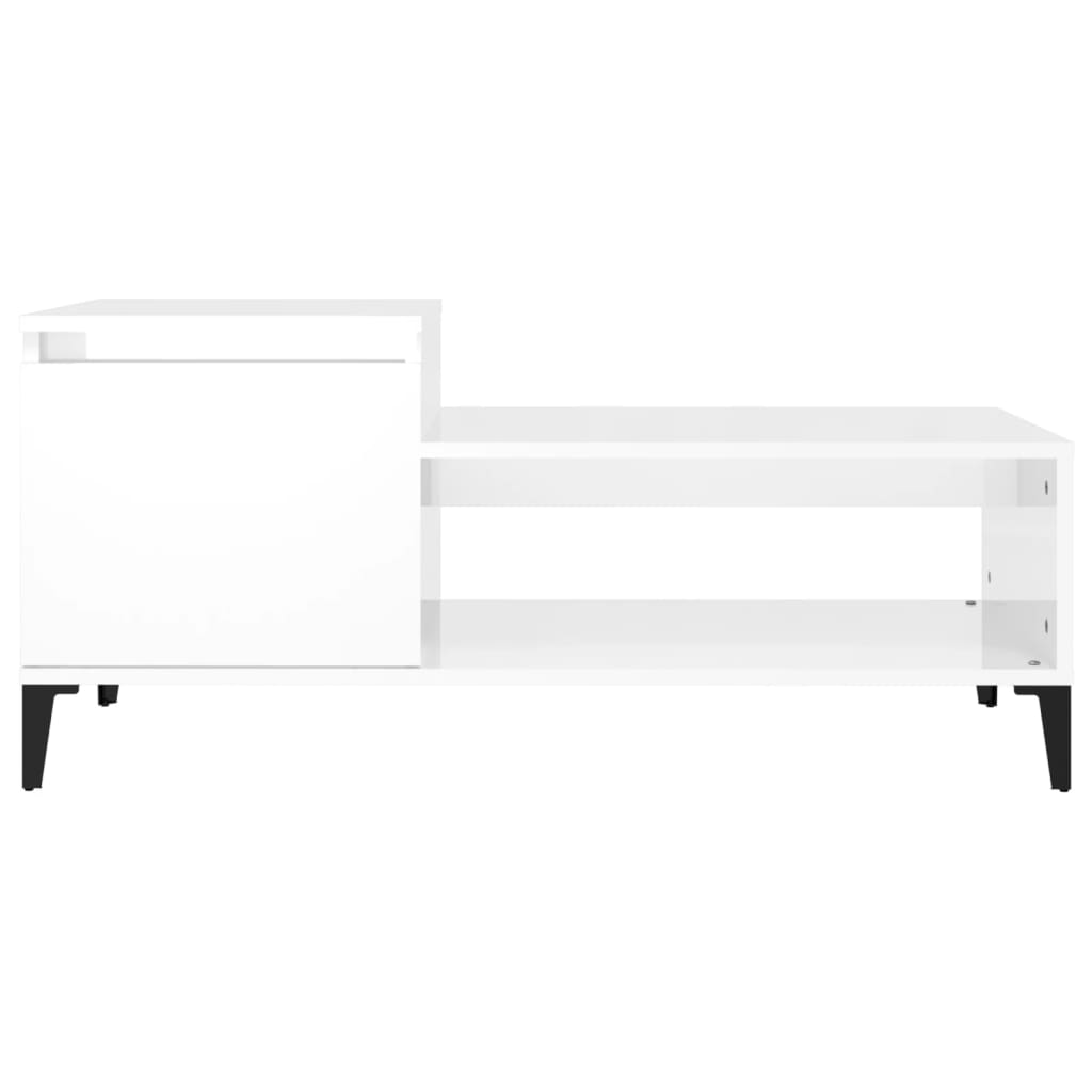 Table basse Blanc brillant 100x50x45 cm Bois d'ingénierie - XIOS