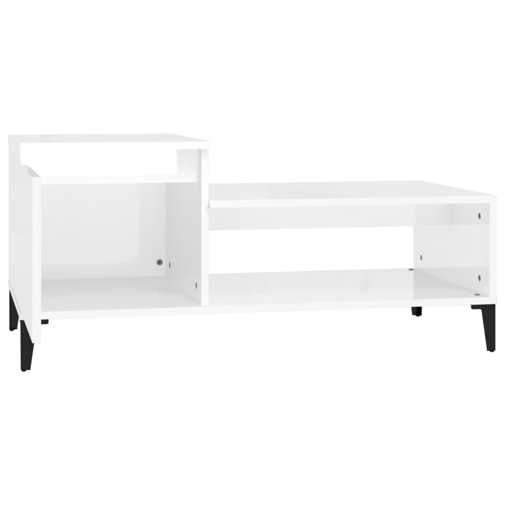 Table basse Blanc brillant 100x50x45 cm Bois d'ingénierie - XIOS