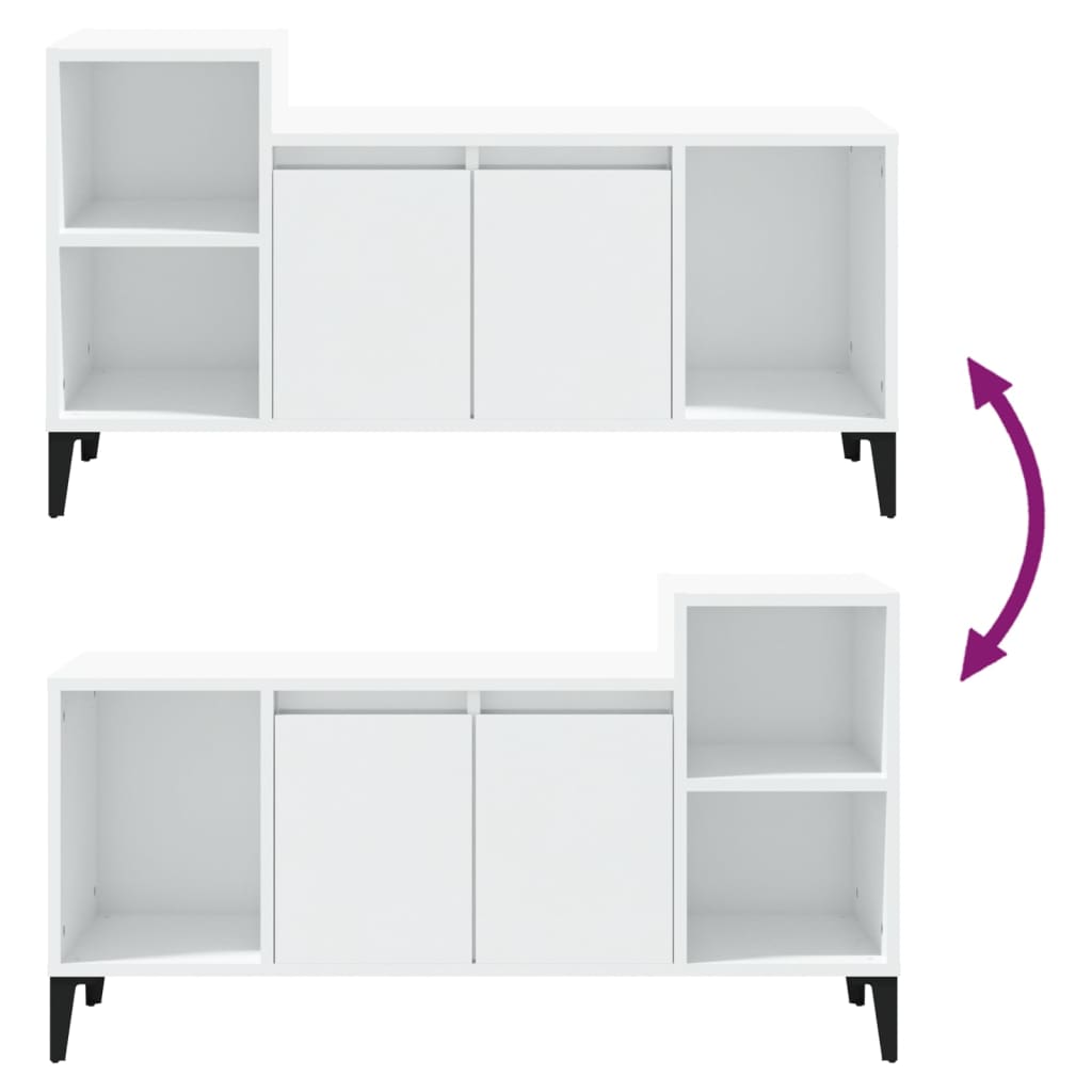 Meuble TV Blanc brillant 100x35x55 cm Bois d'ingénierie - XIOS
