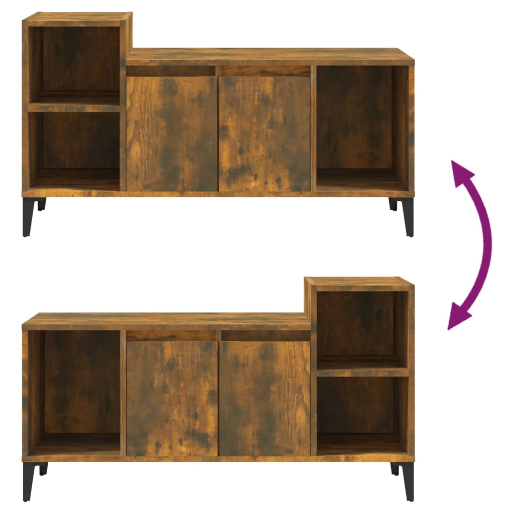 Meuble TV Chêne fumé 100x35x55 cm Bois d'ingénierie - XIOS