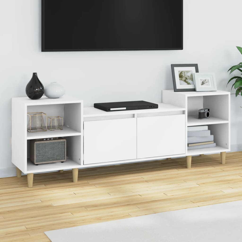 Meuble TV Blanc 160x35x55 cm Bois d'ingénierie - XIOS