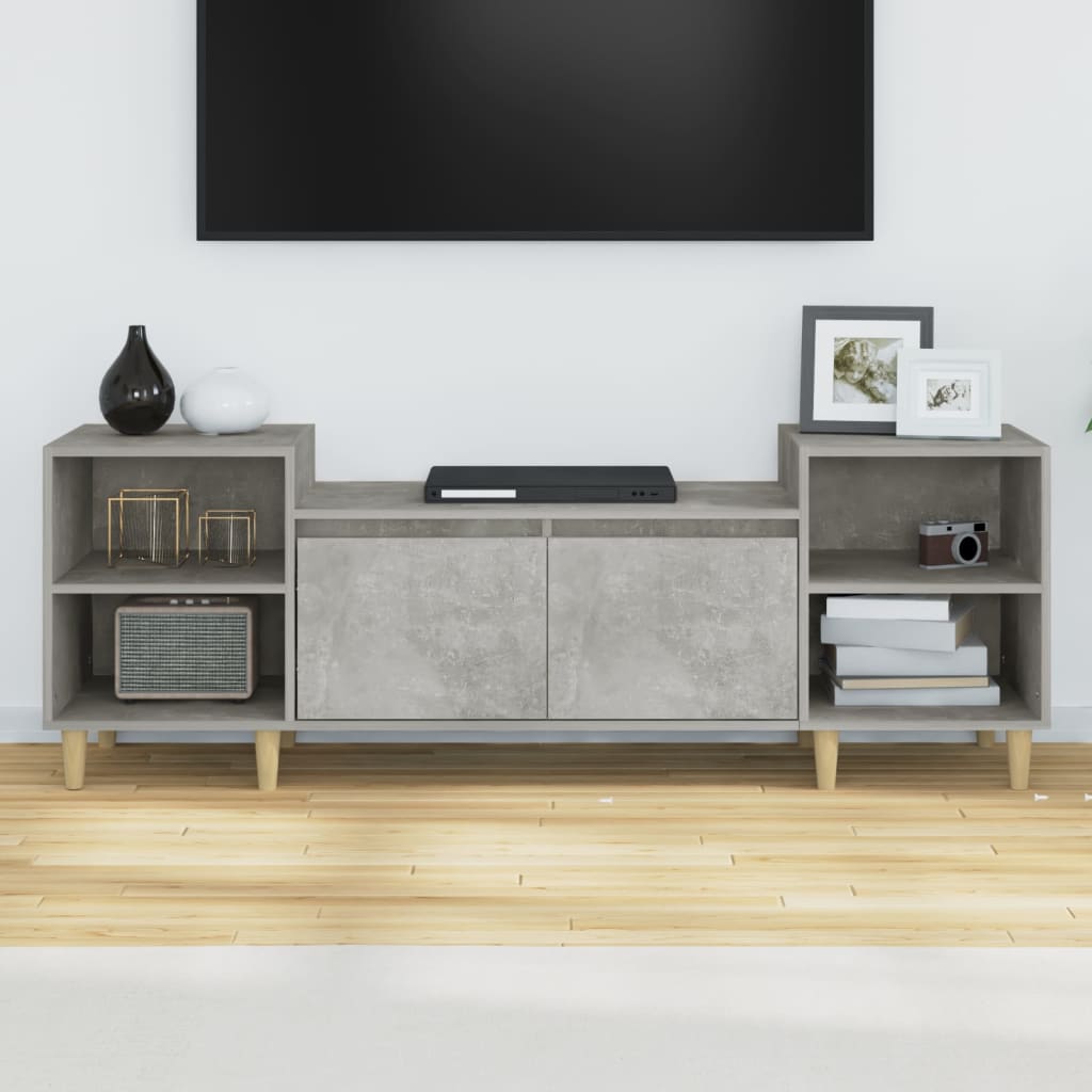 Meuble TV Gris béton 160x35x55 cm Bois d'ingénierie - XIOS