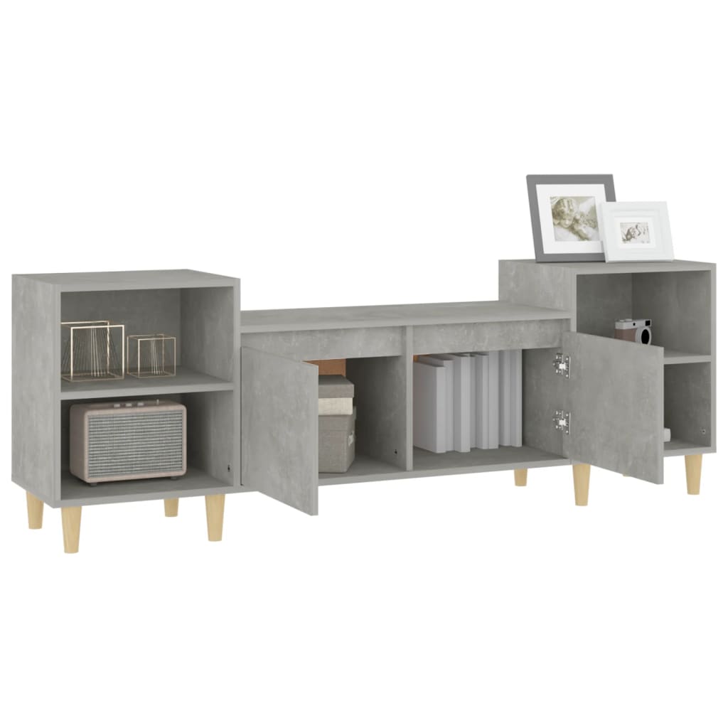 Meuble TV Gris béton 160x35x55 cm Bois d'ingénierie - XIOS