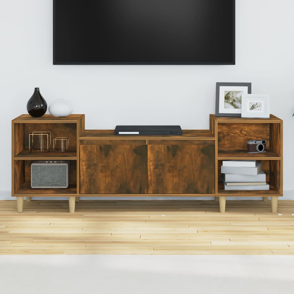Meuble TV Chêne fumé 160x35x55 cm Bois d'ingénierie - XIOS