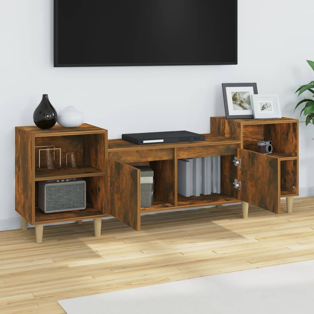 Meuble TV Chêne fumé 160x35x55 cm Bois d'ingénierie - XIOS