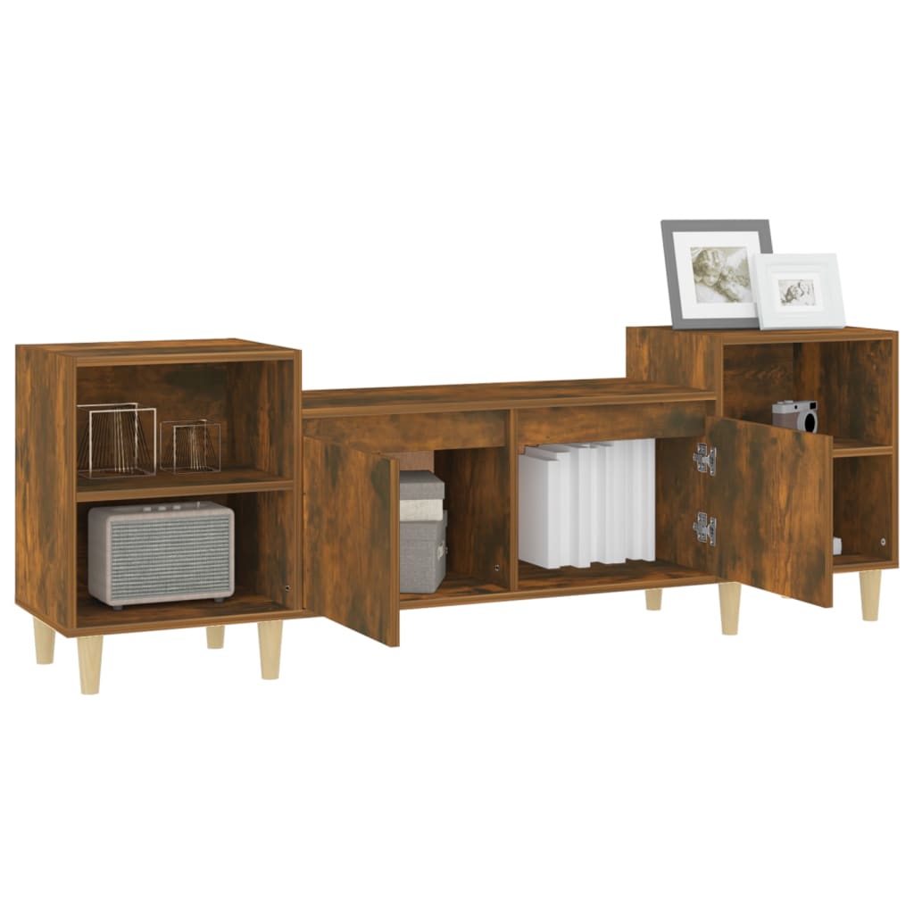 Meuble TV Chêne fumé 160x35x55 cm Bois d'ingénierie - XIOS