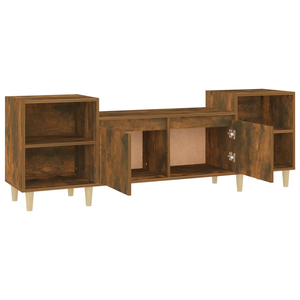 Meuble TV Chêne fumé 160x35x55 cm Bois d'ingénierie - XIOS