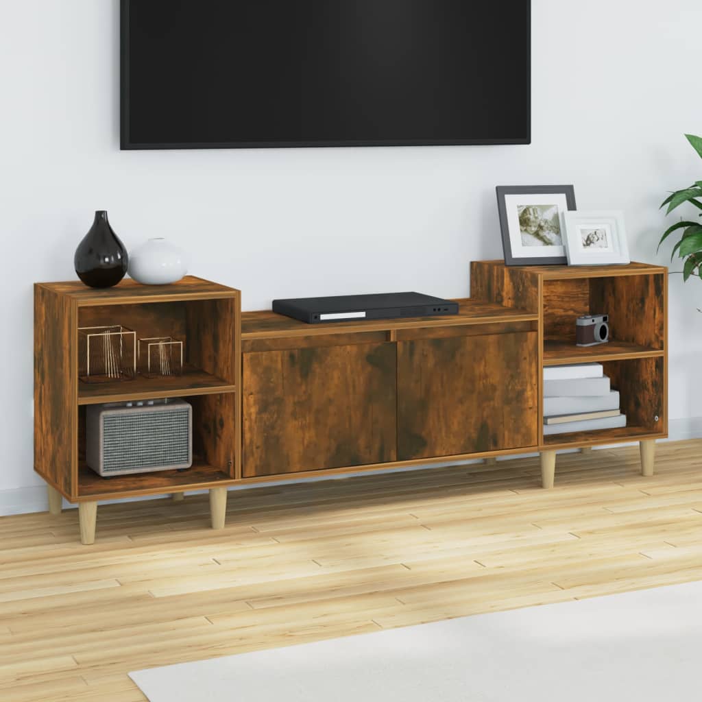 Meuble TV Chêne fumé 160x35x55 cm Bois d'ingénierie - XIOS