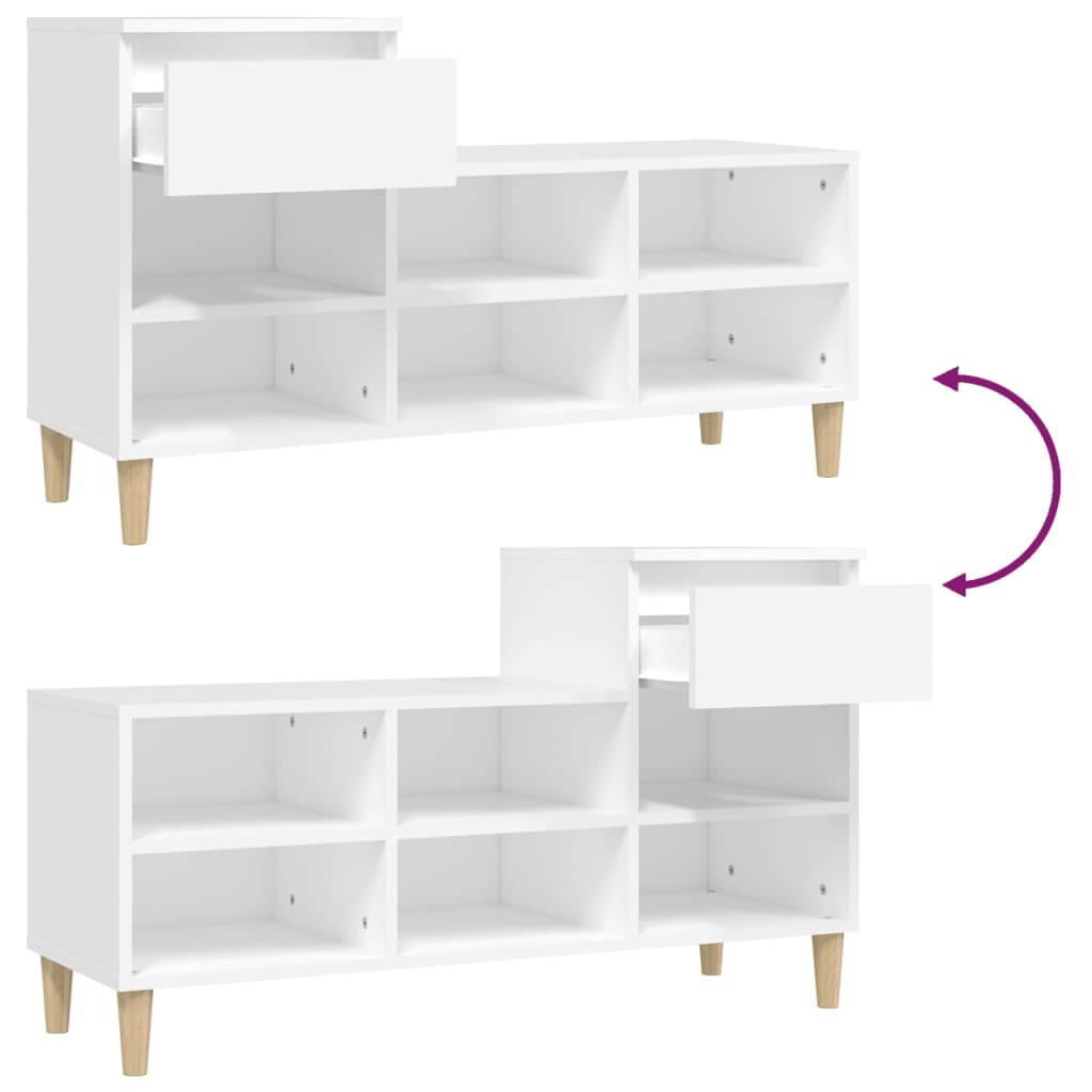 Armoire à chaussures Blanc 102x36x60 cm Bois d'ingénierie - XIOS