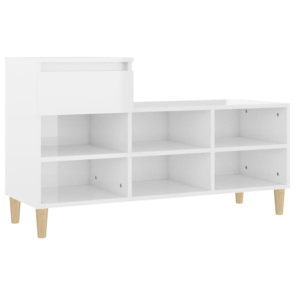 Armoire à chaussure Blanc brillant 102x36x60 cm Bois ingénierie - XIOS