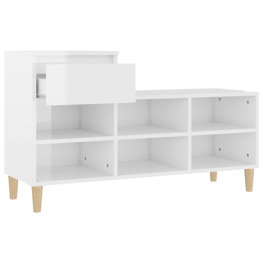 Armoire à chaussure Blanc brillant 102x36x60 cm Bois ingénierie - XIOS