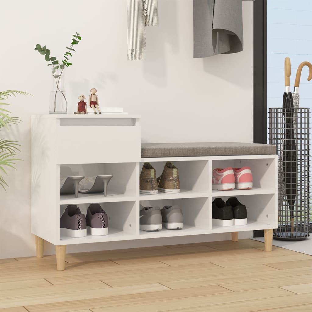 Armoire à chaussure Blanc brillant 102x36x60 cm Bois ingénierie - XIOS