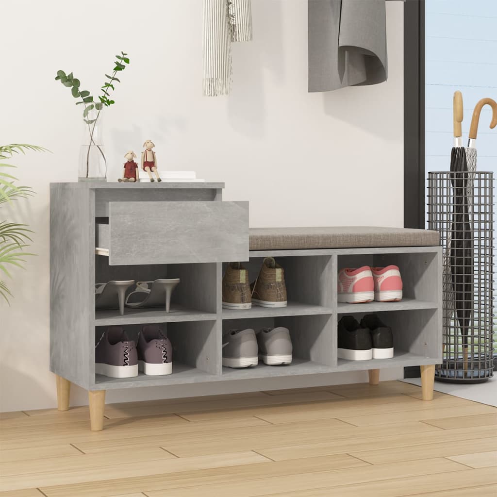 Armoire à chaussures Gris béton 102x36x60 cm Bois d'ingénierie - XIOS