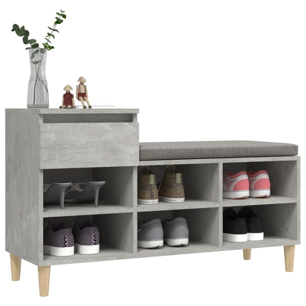Armoire à chaussures Gris béton 102x36x60 cm Bois d'ingénierie - XIOS