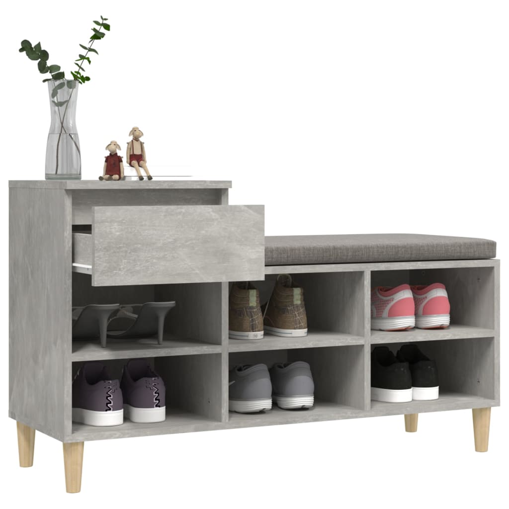 Armoire à chaussures Gris béton 102x36x60 cm Bois d'ingénierie - XIOS
