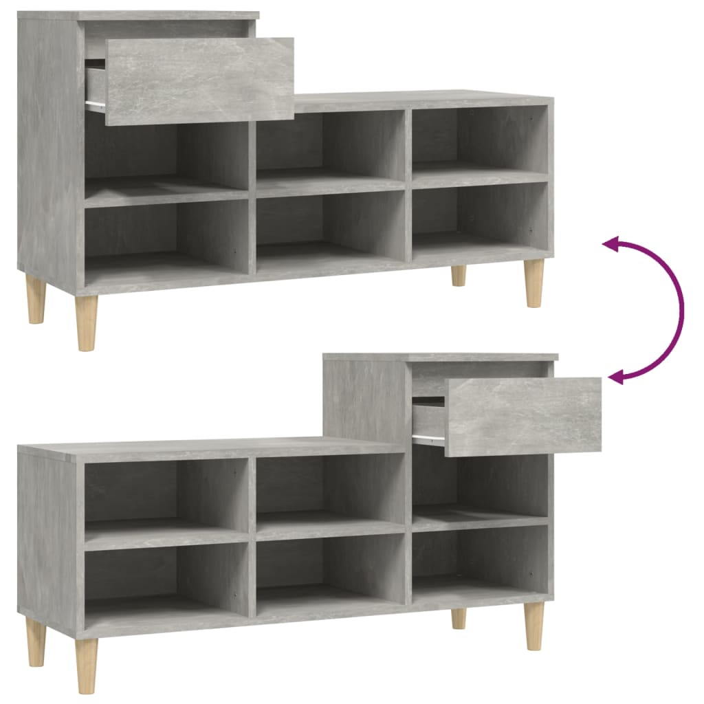 Armoire à chaussures Gris béton 102x36x60 cm Bois d'ingénierie - XIOS