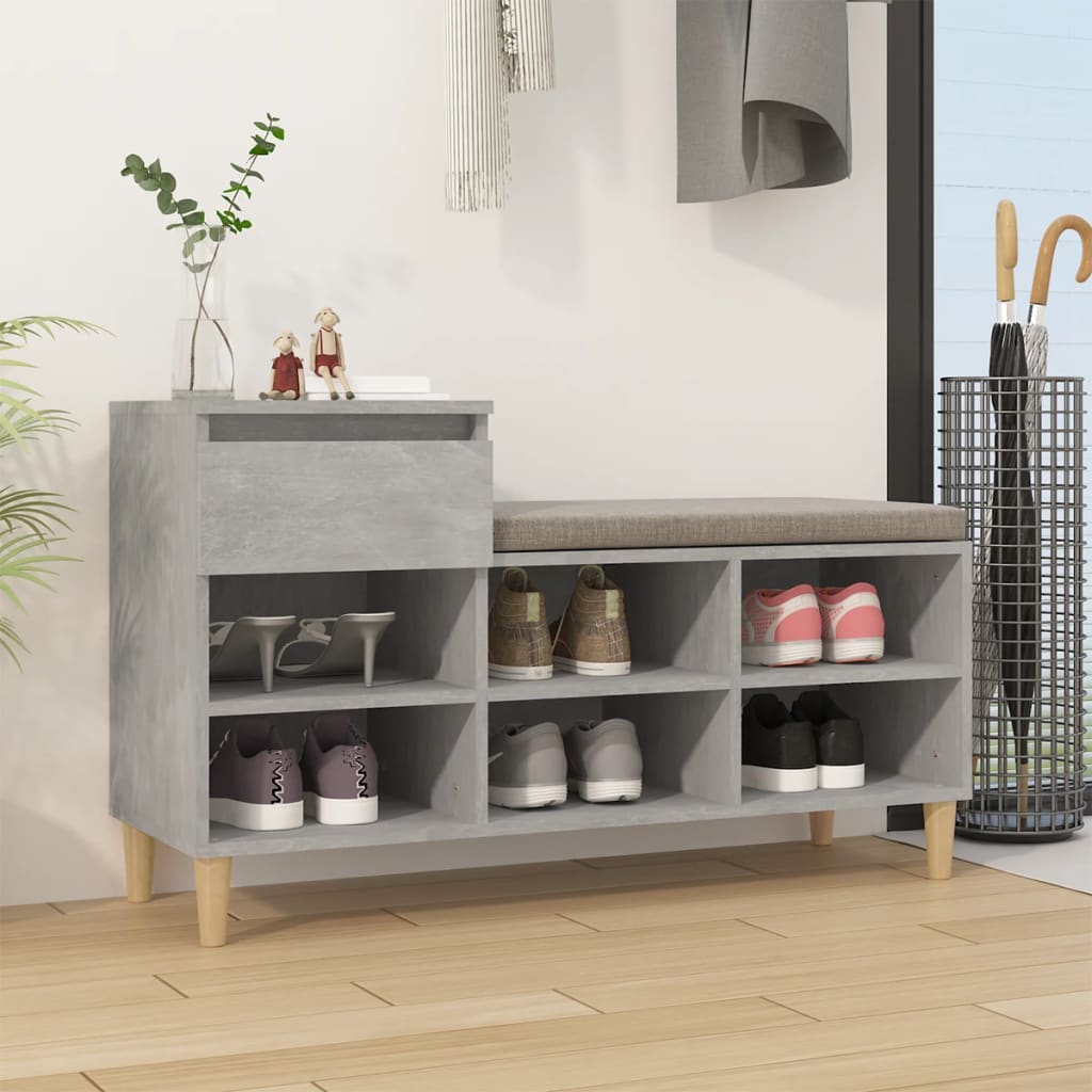 Armoire à chaussures Gris béton 102x36x60 cm Bois d'ingénierie - XIOS