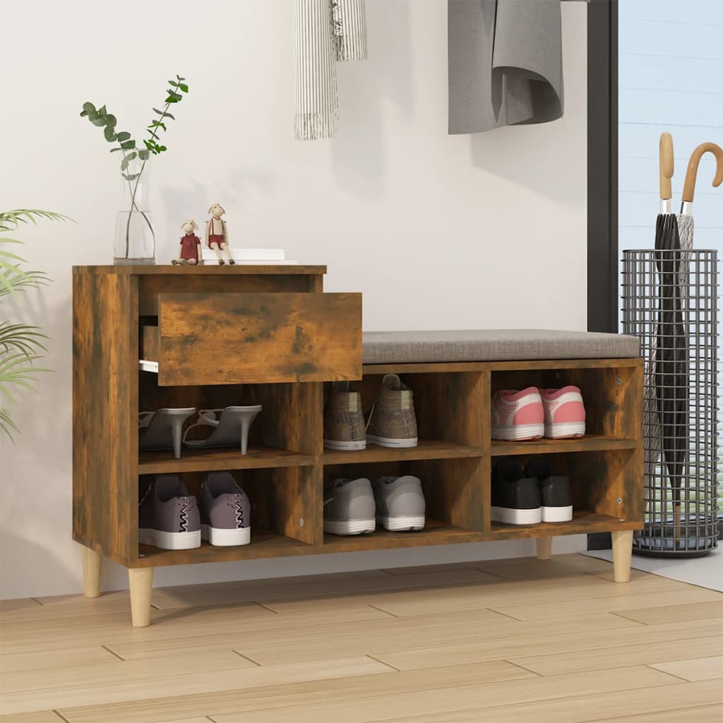 Armoire à chaussures Chêne fumé 102x36x60 cm Bois d'ingénierie - XIOS