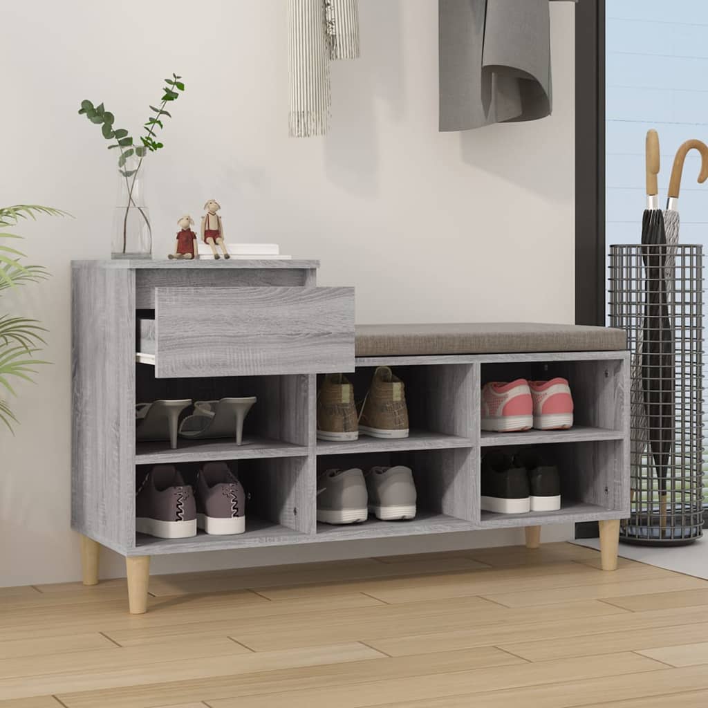 Armoire à chaussures Sonoma gris 102x36x60 cm Bois d'ingénierie - XIOS