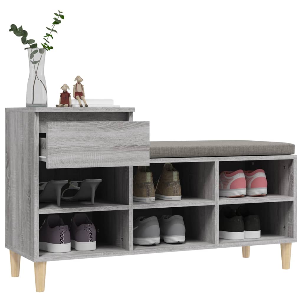 Armoire à chaussures Sonoma gris 102x36x60 cm Bois d'ingénierie - XIOS