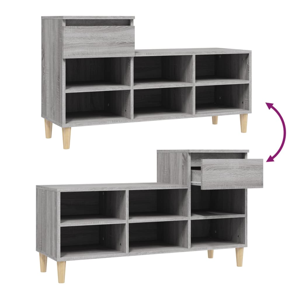 Armoire à chaussures Sonoma gris 102x36x60 cm Bois d'ingénierie - XIOS
