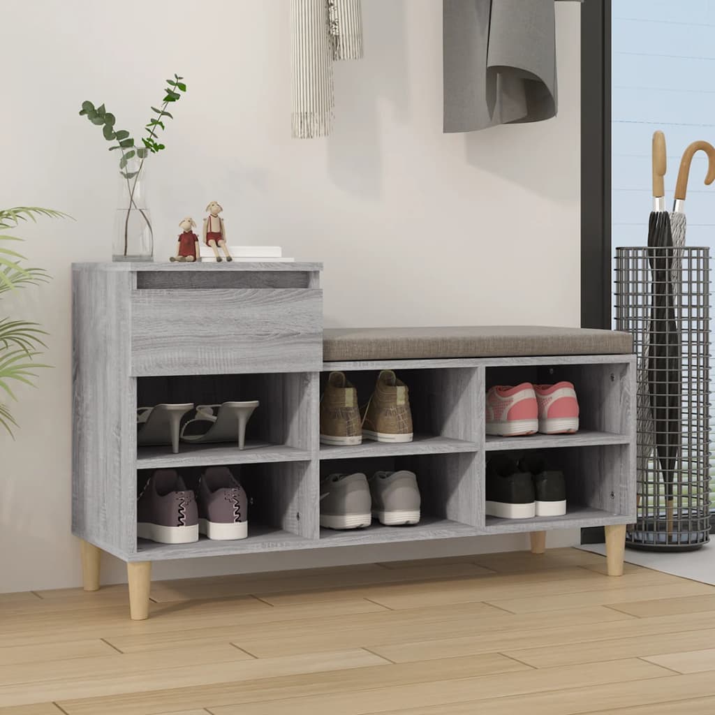 Armoire à chaussures Sonoma gris 102x36x60 cm Bois d'ingénierie - XIOS