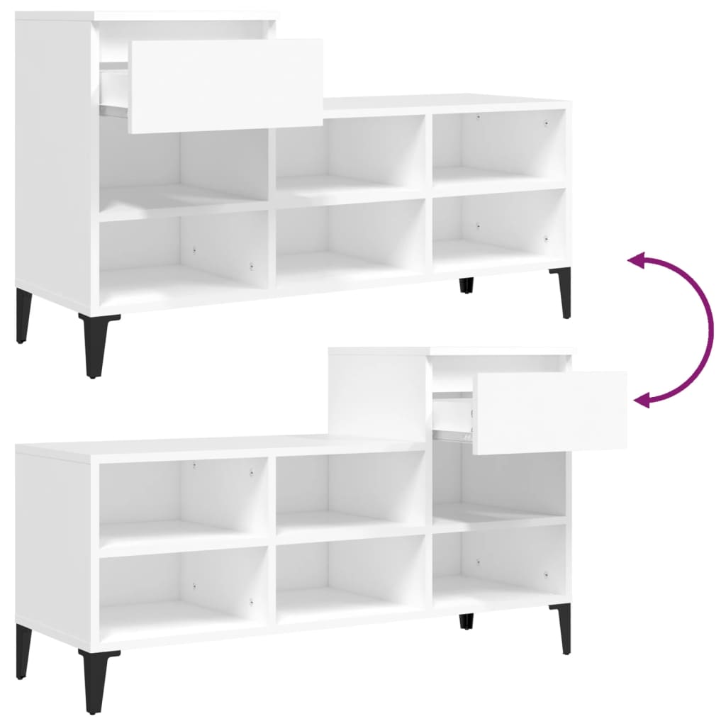 Armoire à chaussures Blanc 102x36x60 cm Bois d'ingénierie - XIOS