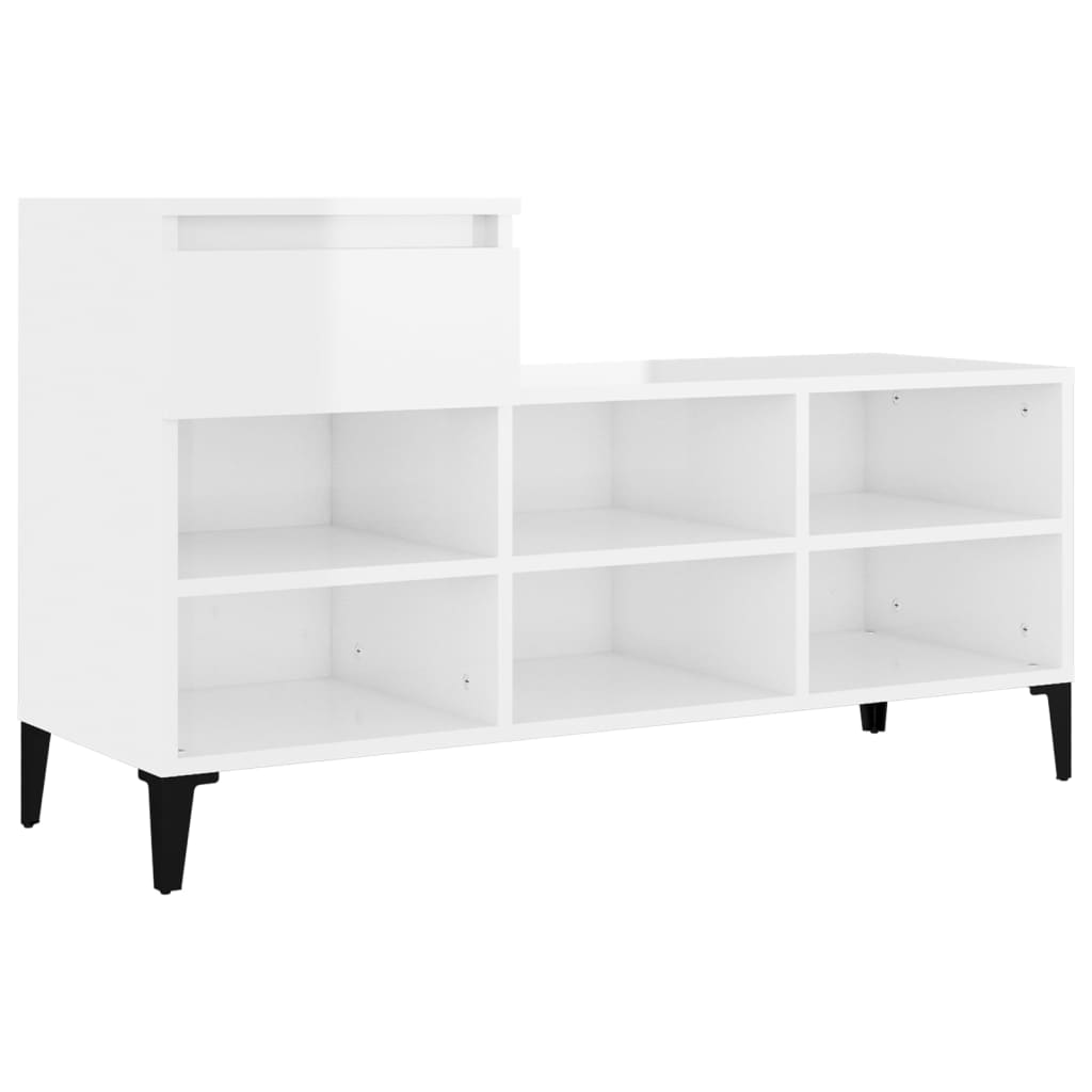 Armoire à chaussure Blanc brillant 102x36x60 cm Bois ingénierie - XIOS