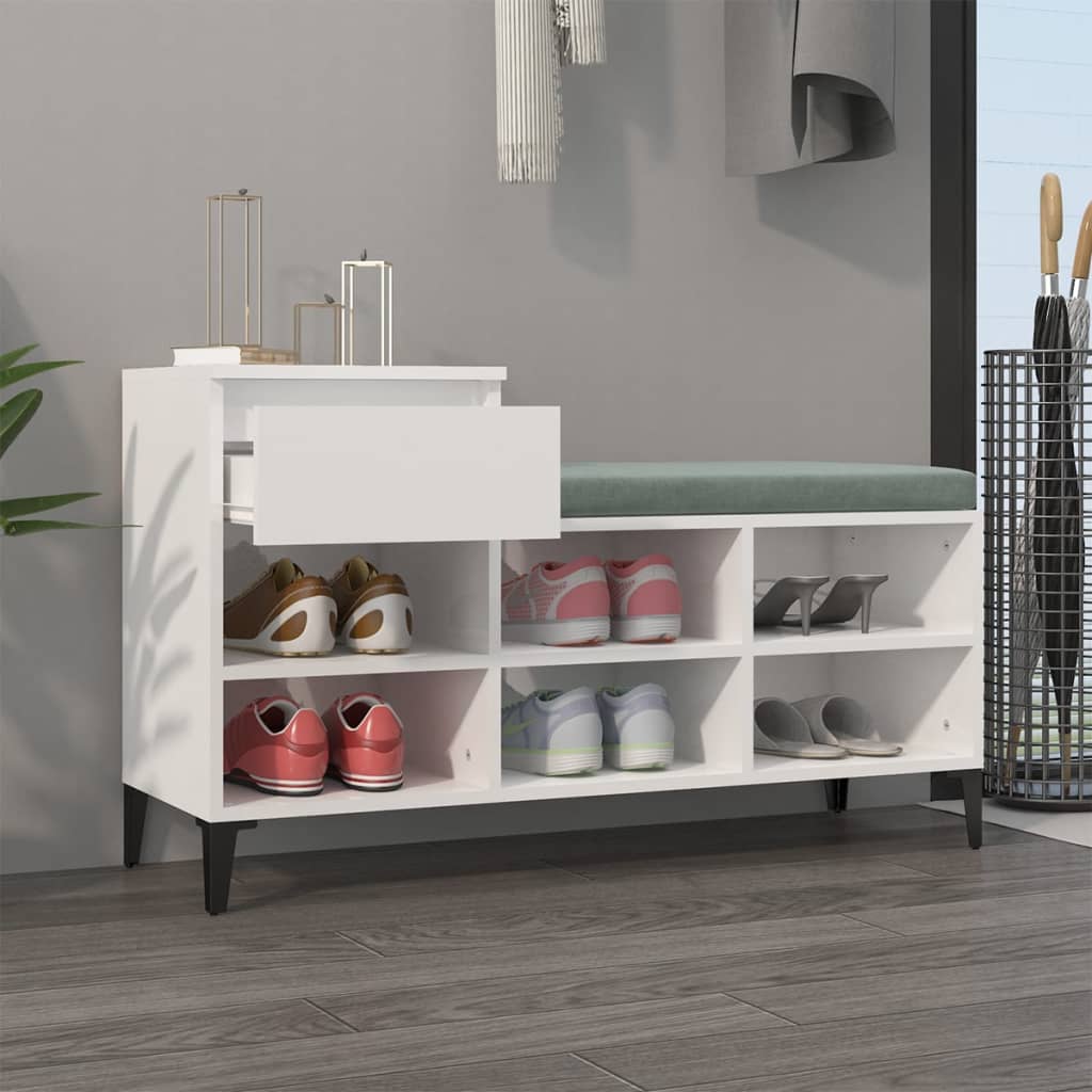 Armoire à chaussure Blanc brillant 102x36x60 cm Bois ingénierie - XIOS