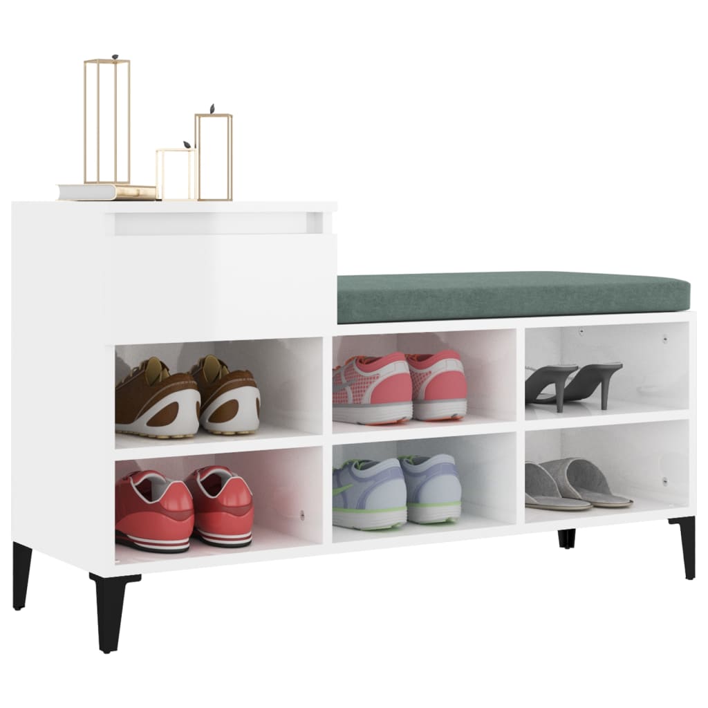 Armoire à chaussure Blanc brillant 102x36x60 cm Bois ingénierie - XIOS