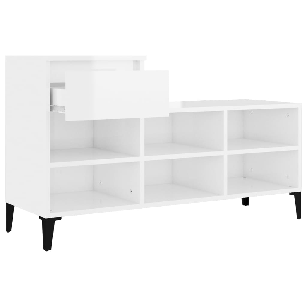 Armoire à chaussure Blanc brillant 102x36x60 cm Bois ingénierie - XIOS