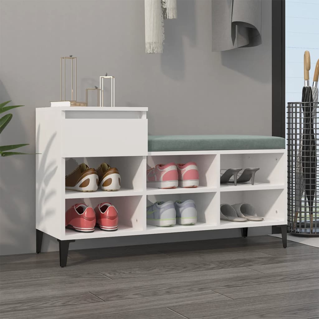 Armoire à chaussure Blanc brillant 102x36x60 cm Bois ingénierie - XIOS