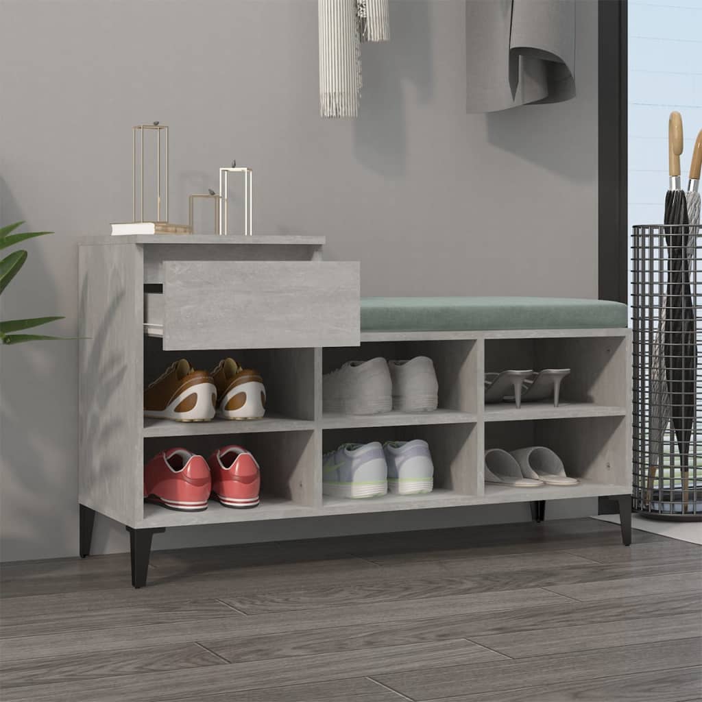 Armoire à chaussures Gris béton 102x36x60 cm Bois d'ingénierie - XIOS