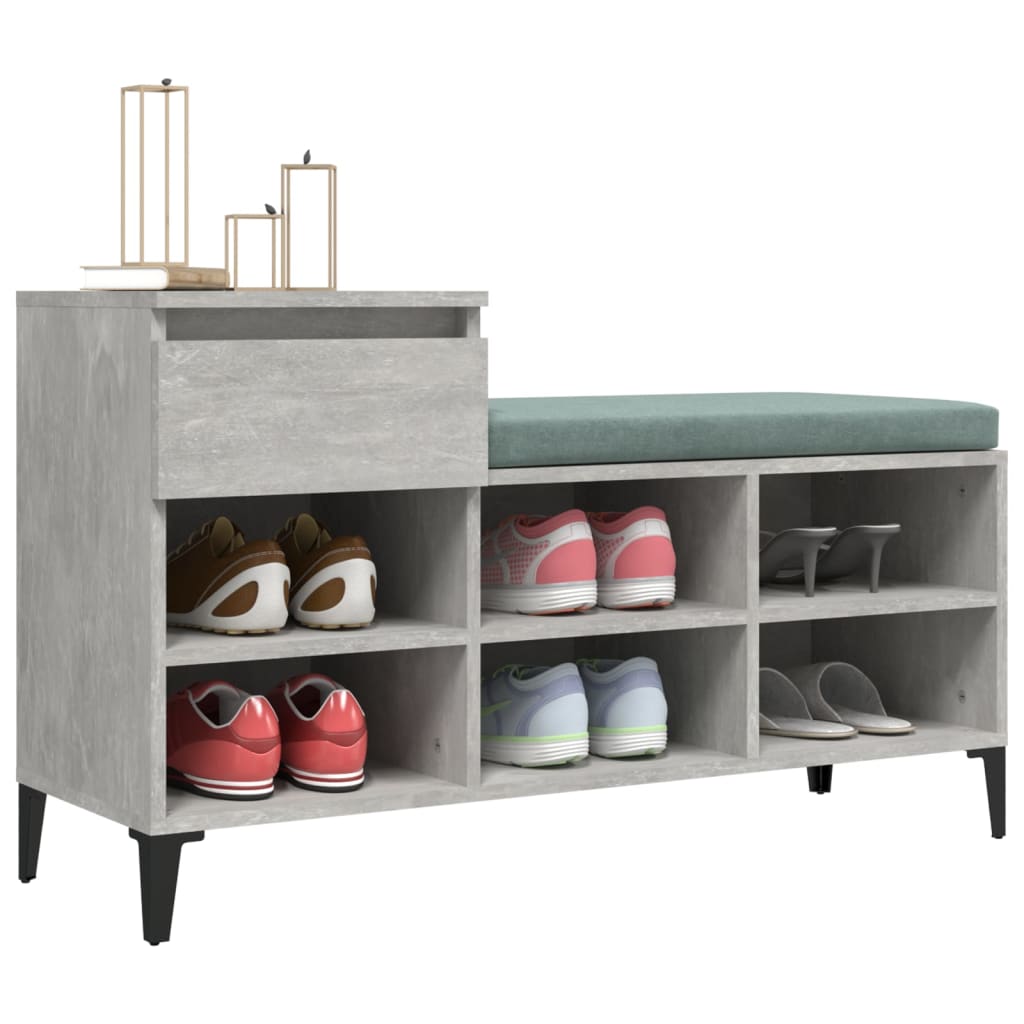 Armoire à chaussures Gris béton 102x36x60 cm Bois d'ingénierie - XIOS