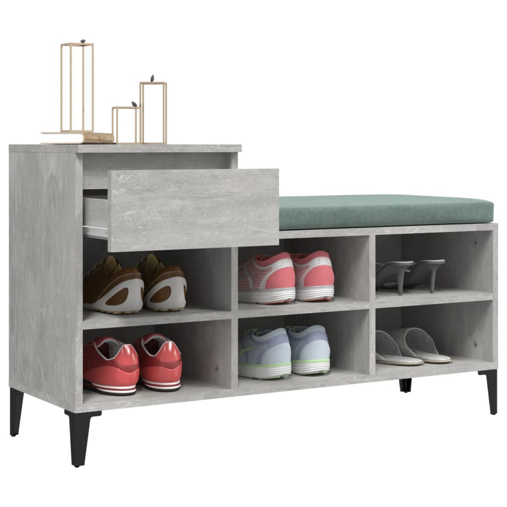 Armoire à chaussures Gris béton 102x36x60 cm Bois d'ingénierie - XIOS