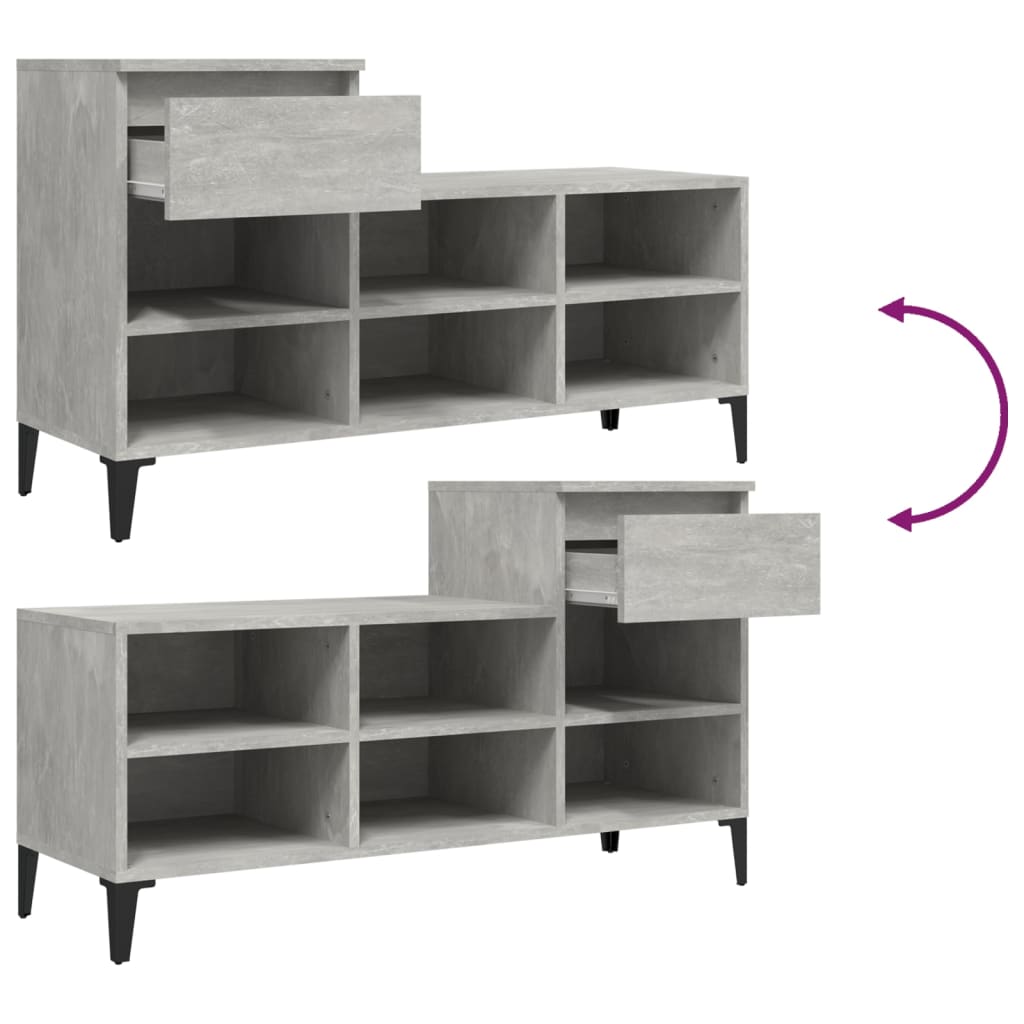Armoire à chaussures Gris béton 102x36x60 cm Bois d'ingénierie - XIOS