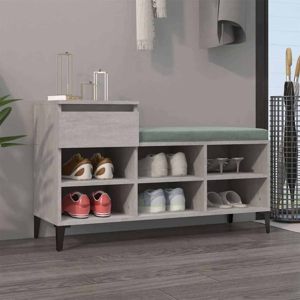 Armoire à chaussures Gris béton 102x36x60 cm Bois d'ingénierie - XIOS