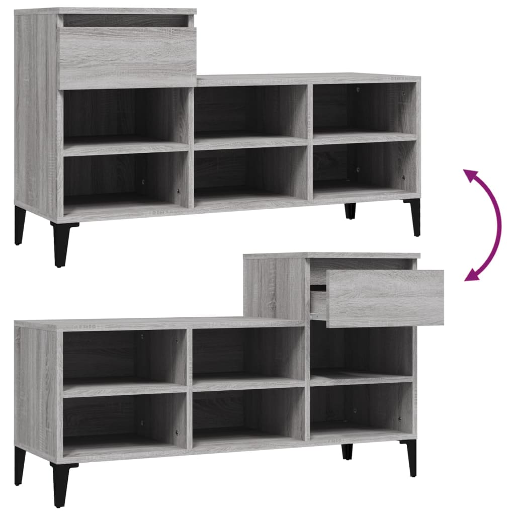 Armoire à chaussures Sonoma gris 102x36x60 cm Bois d'ingénierie - XIOS