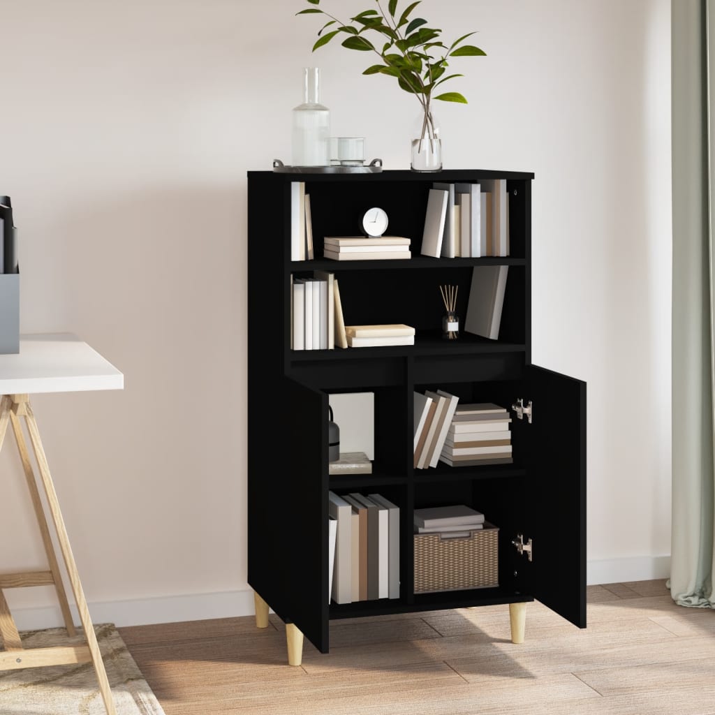 Buffet haut Noir 60x36x110 cm Bois d'ingénierie - XIOS