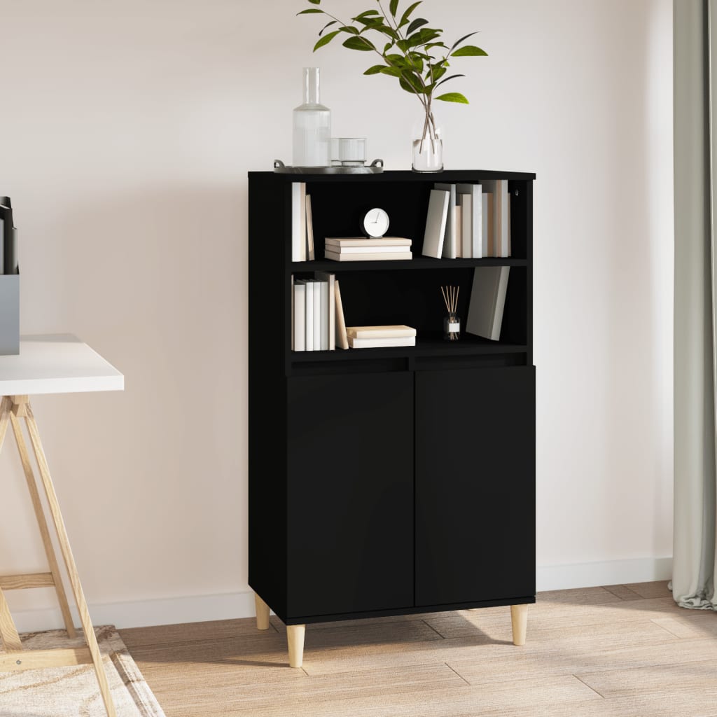 Buffet haut Noir 60x36x110 cm Bois d'ingénierie - XIOS