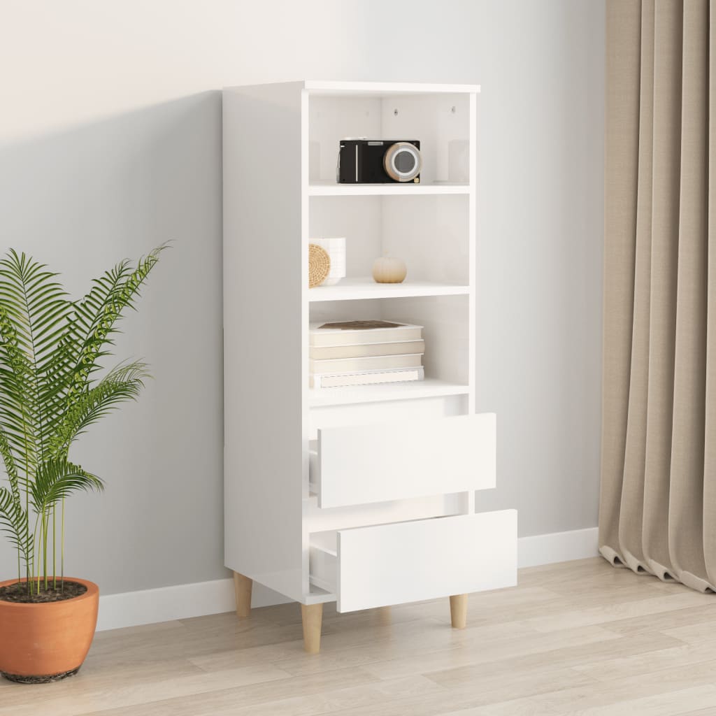 Buffet haut Blanc brillant 40x36x110 cm Bois d'ingénierie - XIOS